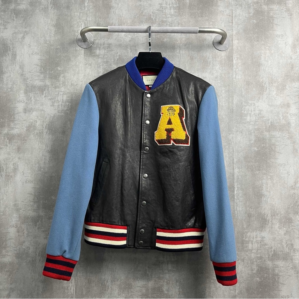 ❌sold❌Authentic Gucci Black and Blue Varsity Jacket
